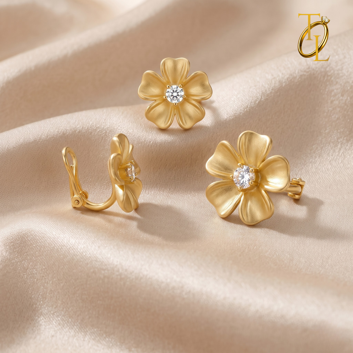Diamond Flower Ear cuff