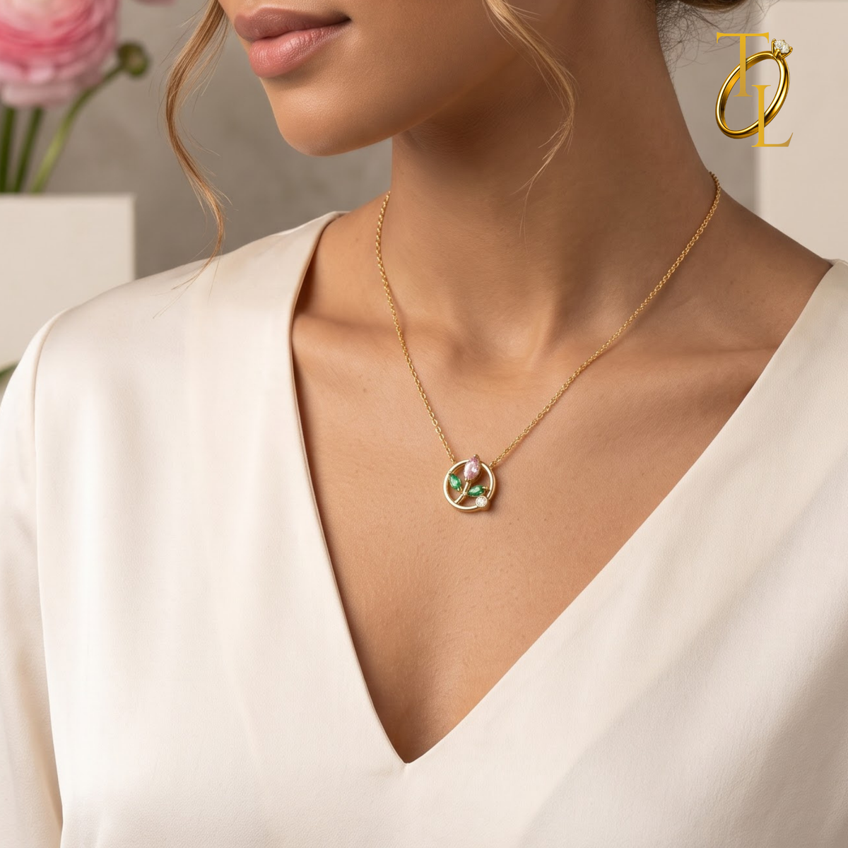 Pink Tulip Necklace