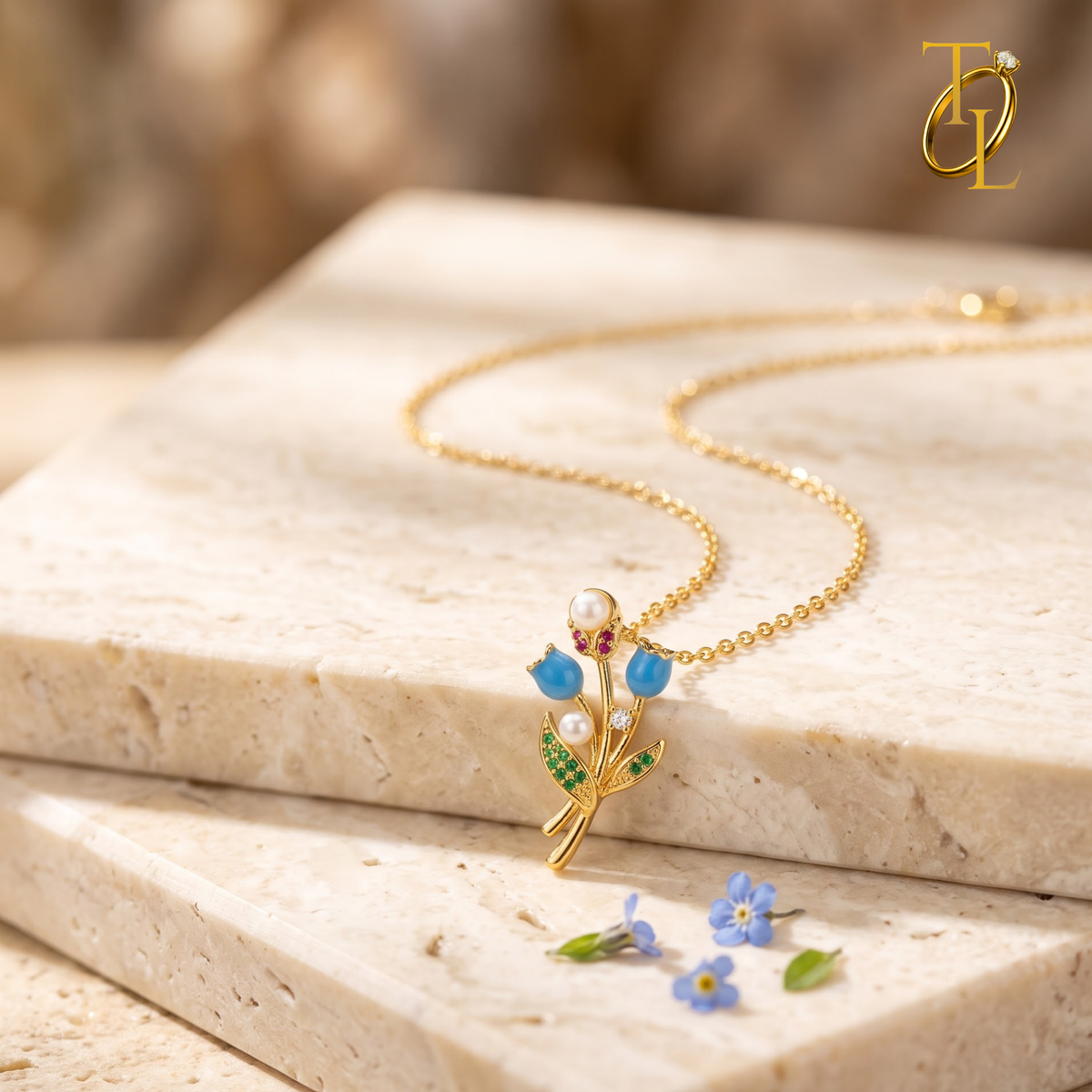 Aqua Flower Necklace