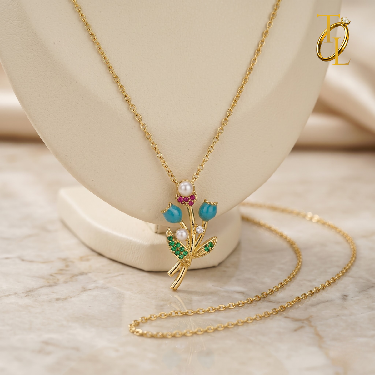 Aqua Flower Necklace