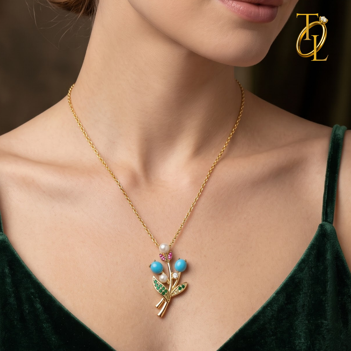 Aqua Flower Necklace
